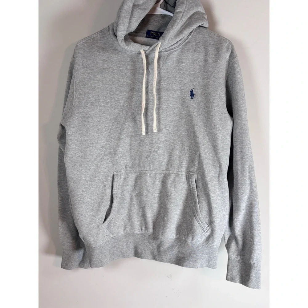 Polo Ralph Lauren Mens Heather Gray Fleece Pullover Hoodie Sweatshirt Size M